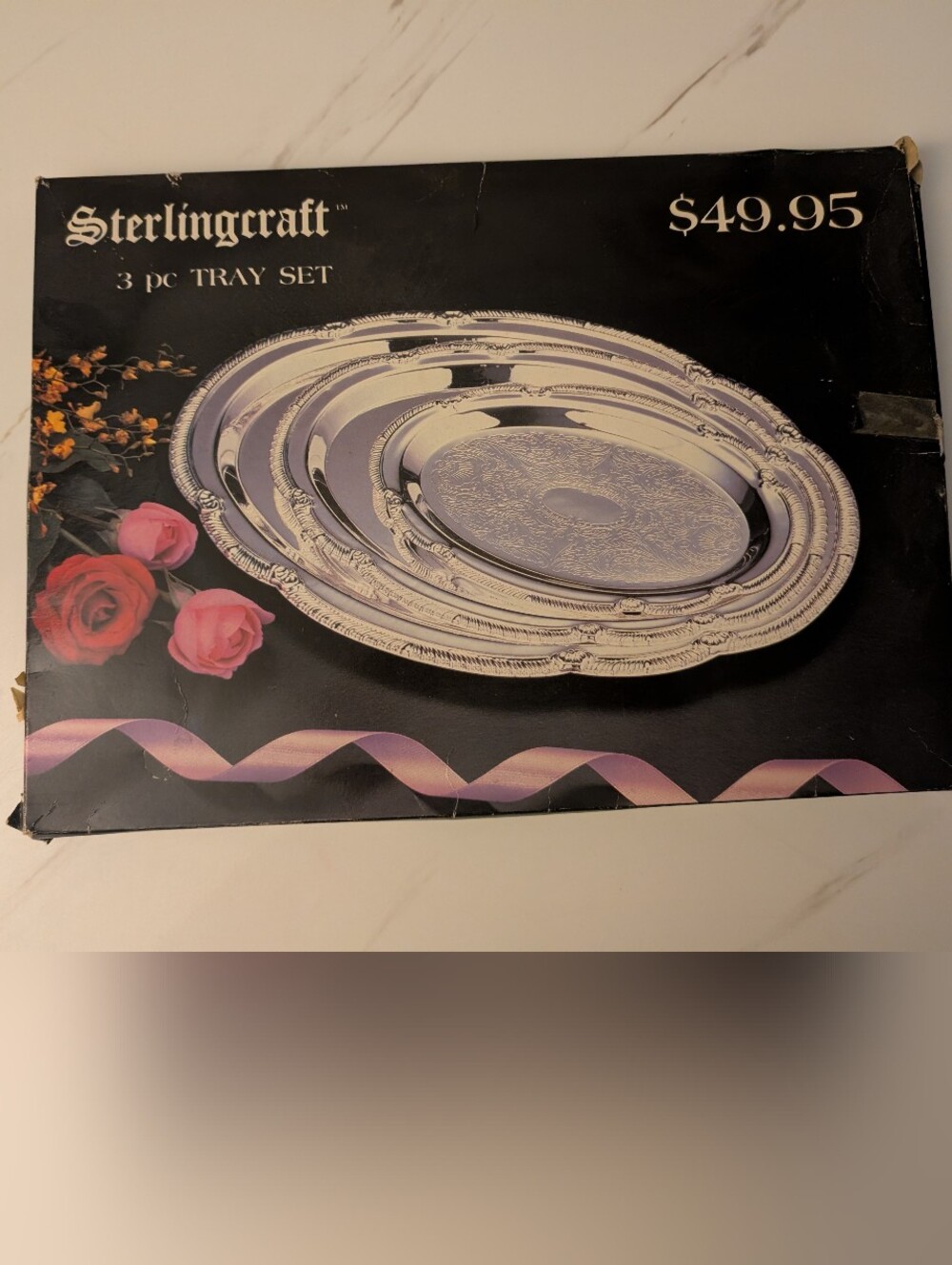 Sterlingcraft 3-Piece Sterling Silver Serving Tray Set
